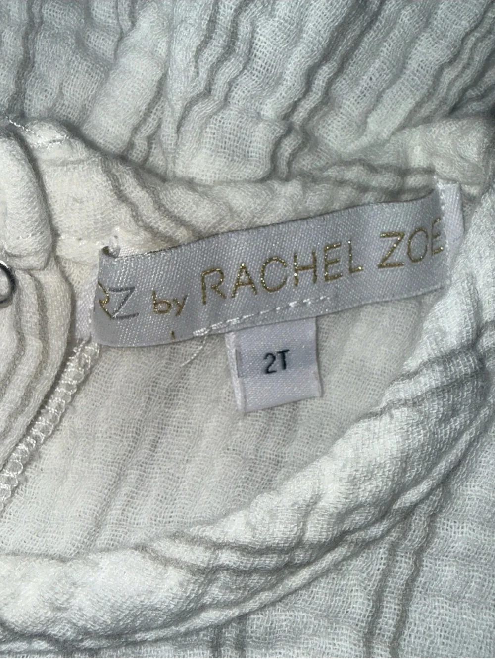 Rachel Zoe Girls' White Striped Ruffled Cotton-Linen Muslin Summer Dress Size 2T